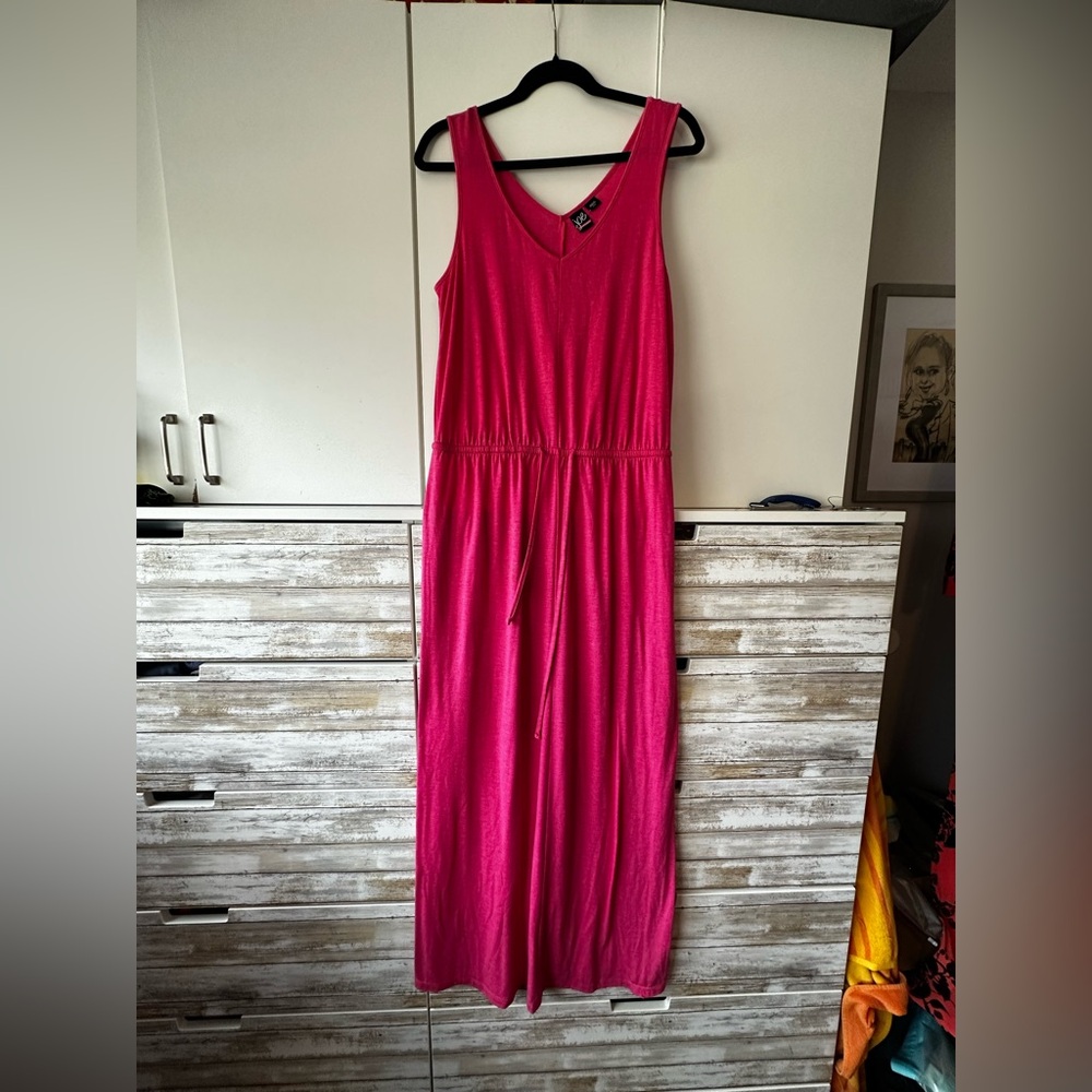 💖 Joe Boxer Pink Sleeveless Maxi Dress Drawstring Waist M